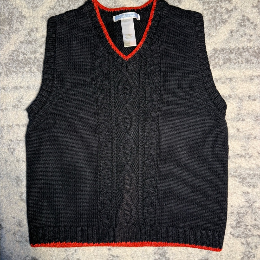 Janie and Jack Navy and Red Knit Sweater Vest | size 4 | EUC - Picture 2 of 5